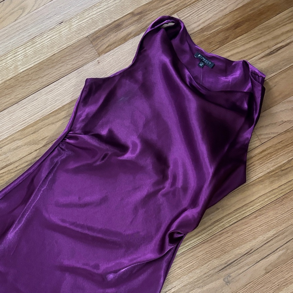 Express Purple Satin Dress, washed never worn - Picture 6 of 7